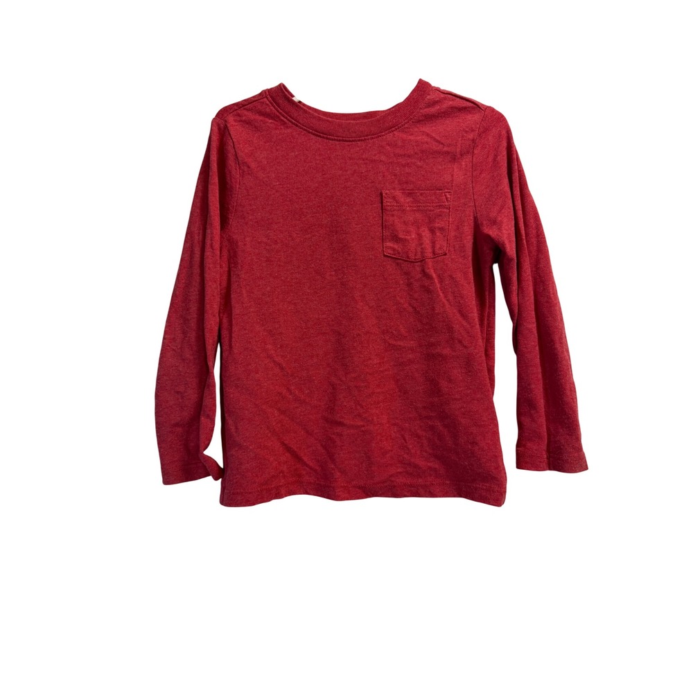 Old Navy Kids Red Heathered Long Sleeve Pocket Tee Shirt Size 4T